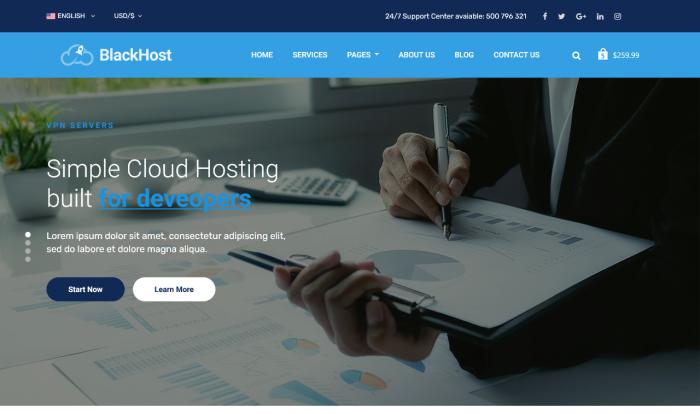 云主机解决方案网站模板