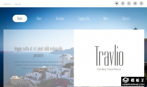 蓝色欢乐旅行分享响应式网页模板