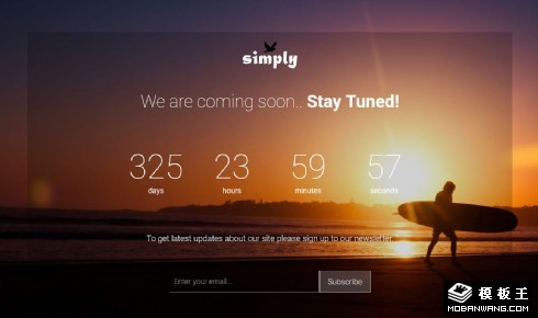 日落沙滩倒计时响应式网页模板