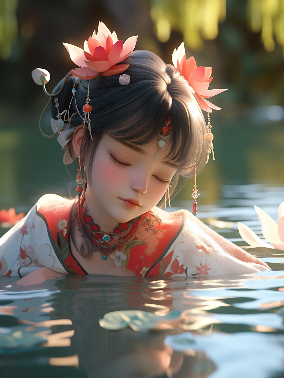 3D可爱国风美人图片免费下载